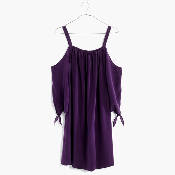 Madewell $155 Silk Cold-Shoulder Dress Size 8 - Picture 2 of 4